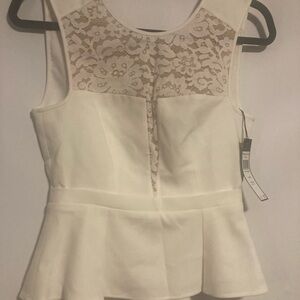 BCBGMAXAZRIA Off White Peplum Top